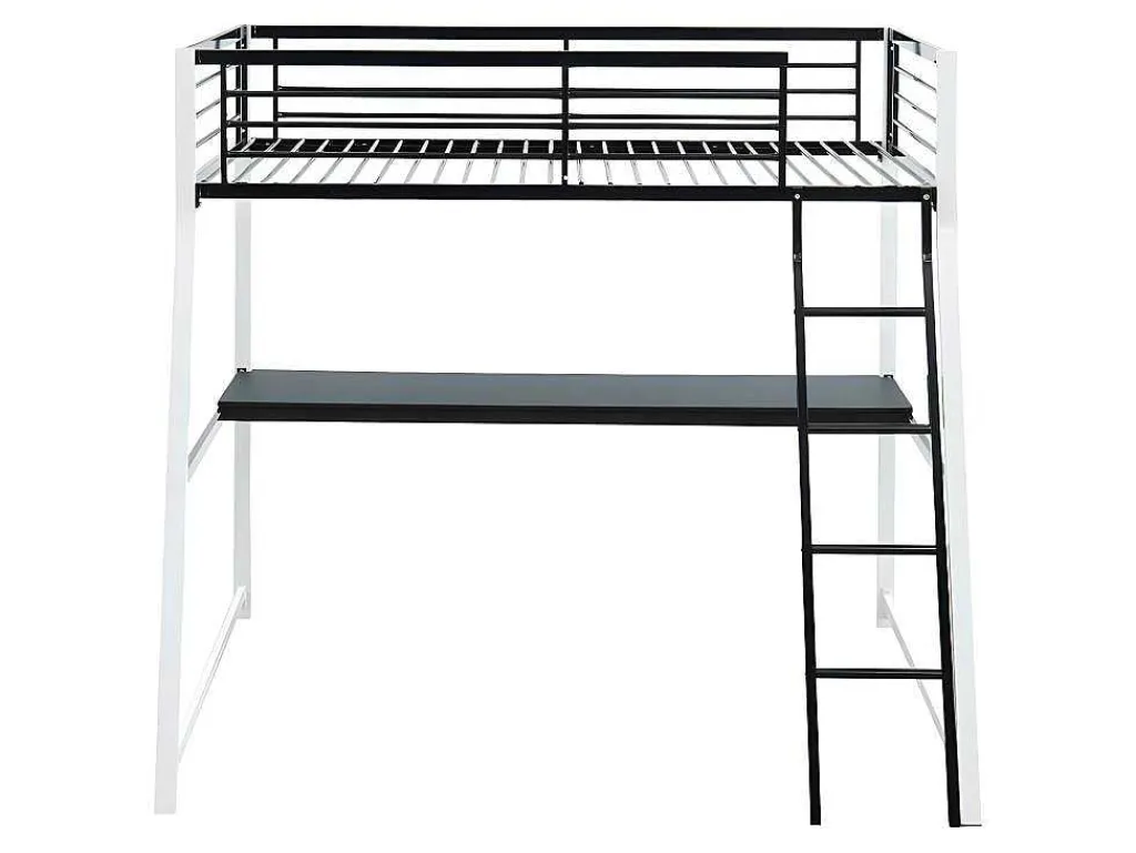 Hoogslaper Malicia - 90 X 190 Cm - Met Hoekbureau - Zwart En Wit + Matras-Vente-unique Outlet