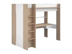 Hoogslaper Met Bureau En Kast - 90 X 200 Cm - Wit En Naturel - Auckland-Vente-unique Sale