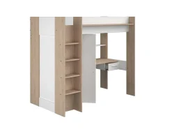 Hoogslaper Met Bureau En Kast - 90 X 200 Cm - Wit En Naturel - Auckland-Vente-unique Sale