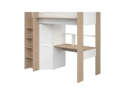 Hoogslaper Met Bureau En Kast - 90 X 200 Cm - Wit En Naturel - Auckland-Vente-unique Sale
