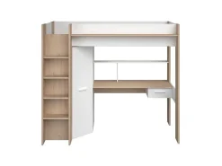 Hoogslaper Met Bureau En Kast - 90 X 200 Cm - Wit En Naturel - Auckland-Vente-unique Sale