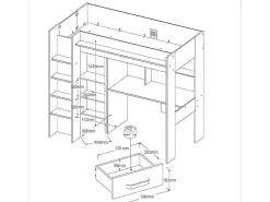 Hoogslaper Met Bureau En Kast - 90X200Cm - Naturel En Antraciet + Matras - Auckland-Vente-unique Online