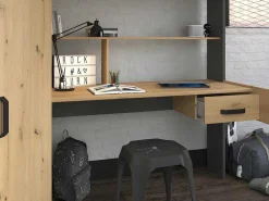 Hoogslaper Met Bureau En Kast - 90X200Cm - Naturel En Antraciet - Auckland-Vente-unique Online
