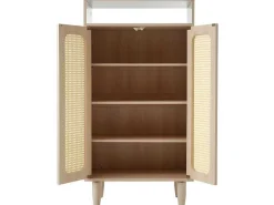 Houten Schoenenkast - 2 Rotan Deuren En 3 Verstelbare Interne Planken - Naturel-ModernLuxe Hot