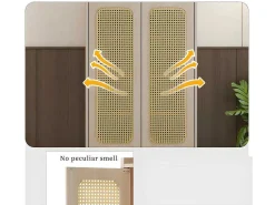 Houten Schoenenkast - 2 Rotan Deuren En 3 Verstelbare Interne Planken - Naturel-ModernLuxe Hot