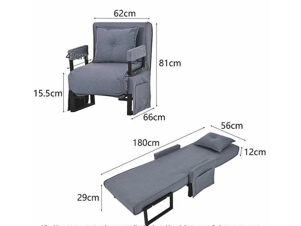 3-In-1 Converteerbare Fauteuil In Stof - Grijs-Vente-unique Hot