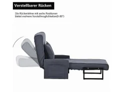3-In-1 Converteerbare Fauteuil In Stof - Grijs-Vente-unique Hot