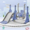 4-In-1 Glijbaan Met Schommel En Basketbalstandaard Voor Kinderen, Klimladder, Voor Binnen En Buiten, Blauw-Vente-unique Best