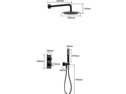 Inbouw Douche Met Thermostatische Mengkraan - Mat Zwart - Timavo-Shower & Design Online