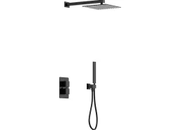 Inbouw Douche Met Thermostatische Mengkraan En Vaste Wandhouder - Mat Zwart - Terek-Shower & Design Best