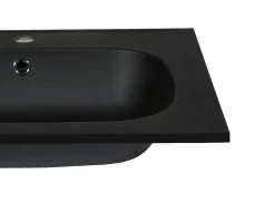 Inbouwwastafel In Hars Met Steenlook - Zwart - L60 X B46 Cm - Okiwa-Shower & Design Discount