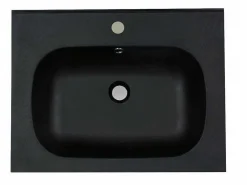 Inbouwwastafel In Hars Met Steenlook - Zwart - L60 X B46 Cm - Okiwa-Shower & Design Discount