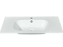 Inbouwwastafel In Hars Met Steenlook - Wit - L80 X B46 Cm - Okiwa-Shower & Design Best