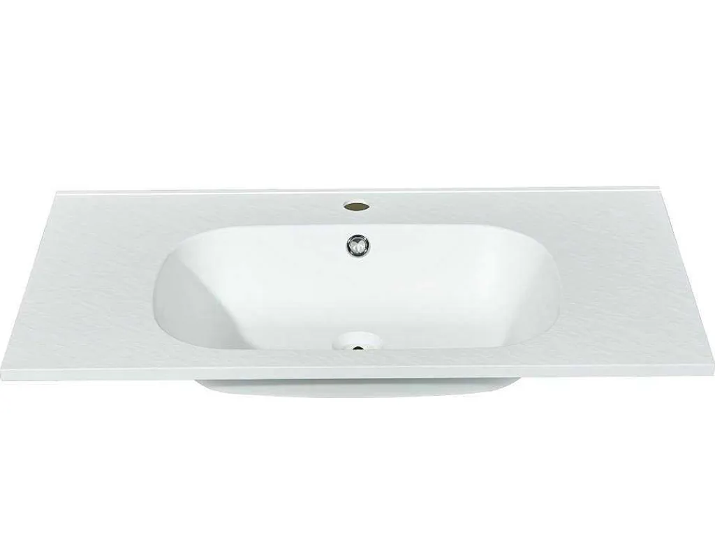 Inbouwwastafel In Hars Met Steenlook - Wit - L80 X B46 Cm - Okiwa-Shower & Design Best