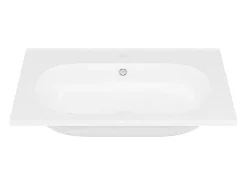 Inbouwwastafel Van Hars Met Steeneffect - Wit - L60 X B46 Cm - Okiwa-Shower & Design New
