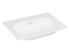 Inbouwwastafel Van Hars Met Steeneffect - Wit - L60 X B46 Cm - Okiwa-Shower & Design New