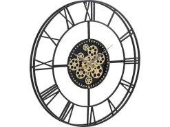 Industriele Wandklok - D80 Cm - Metaal - Zwart En Goudkleurig - Karial-Vente-unique
