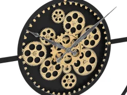 Industriele Wandklok - D80 Cm - Metaal - Zwart En Goudkleurig - Karial-Vente-unique