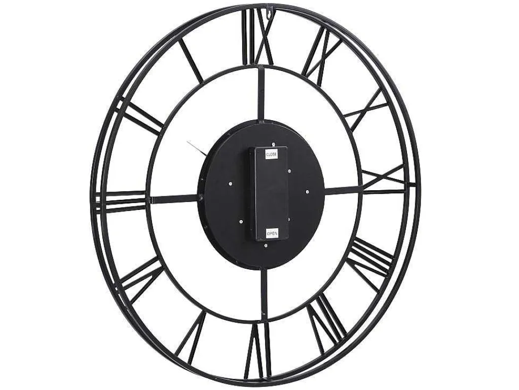 Industriele Wandklok - D80 Cm - Metaal - Zwart En Goudkleurig - Karial-Vente-unique