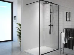Inloopdouchescherm - 140 X 200 Cm - Mat Zwart - Gehard Glas - Amberi-Shower & Design Outlet
