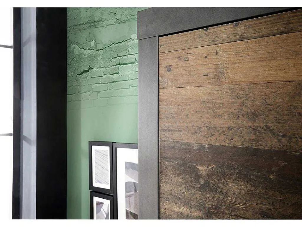 Irwin Kledingkast 2 Deuren, Grijs Matera Decor, Old Wood Decor.-Vente-unique Best