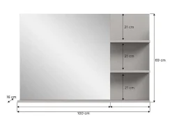 Jaru Spiegel Bad 100Cm 3 Planken Grijs,Zwart.-Vente-unique Clearance