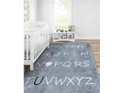 Junior 52106.801 Tapijt Wasbaar Alfabet Voor Kinderen Antislip - Grijs 120X170 Cm-RugsX New