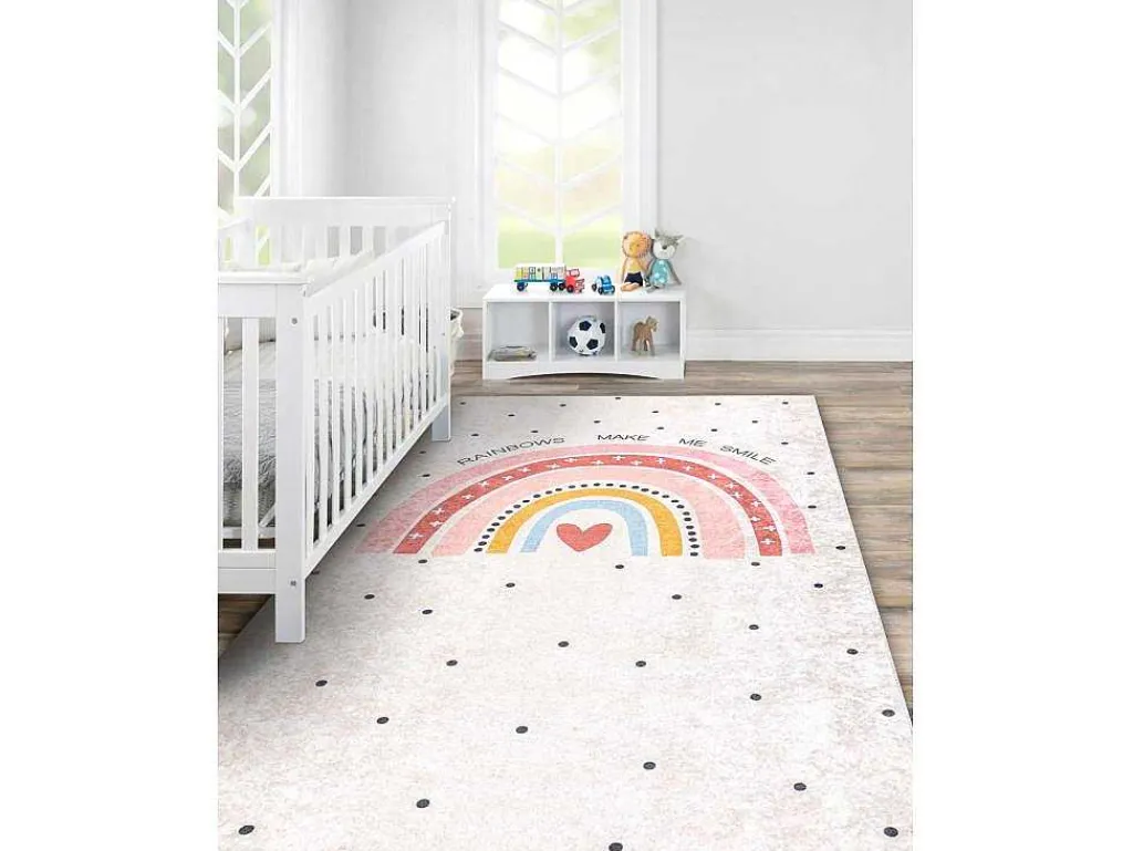 Junior 51300.802 Tapijt Wasbaar Regenboog, Stippen Voor Kinderen Antis 160X220 Cm-RugsX Discount