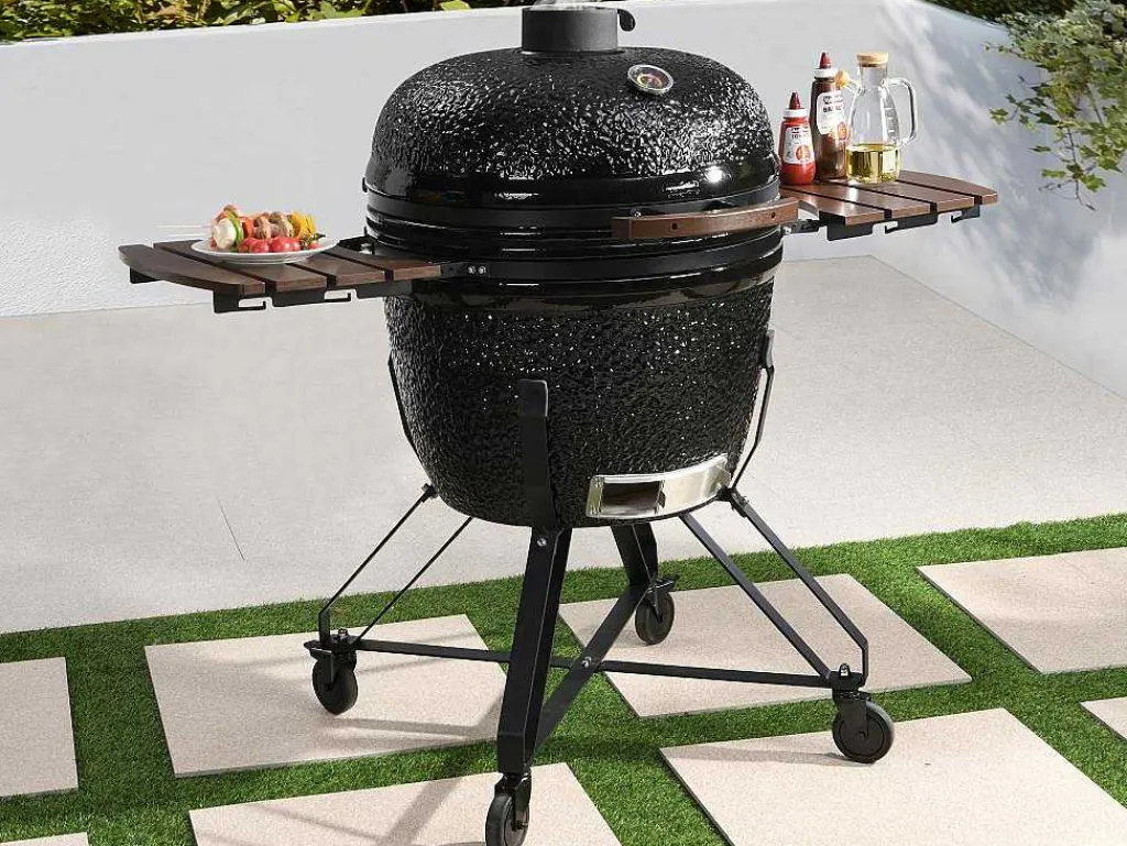 Kamado-Houtskoolbarbecue Van Keramiek En Bamboe 67 X 85 X 120 Cm - Ayumi-Vente-unique Hot
