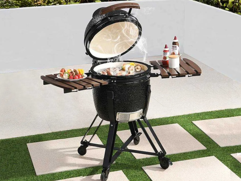 Kamado-Houtskoolbarbecue Van Keramiek En Bamboe 45 X 63 X 105 Cm - Izaki-Vente-unique Hot