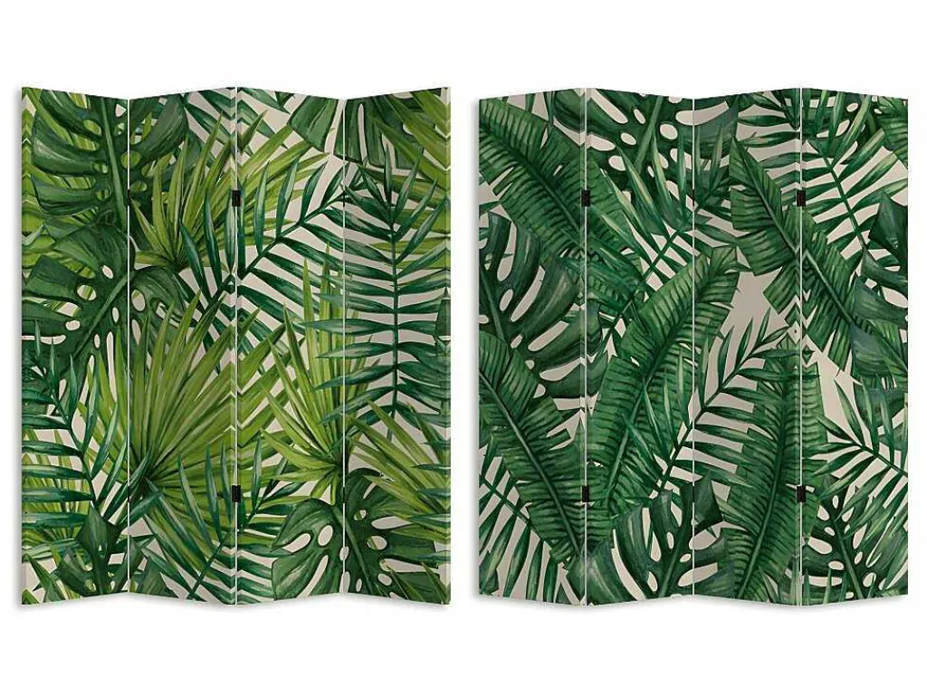 Kamerscherm Bedrukt 4 Delen Tropische Bladeren Greeny - 161 X 180 Cm-OZAIA Sale