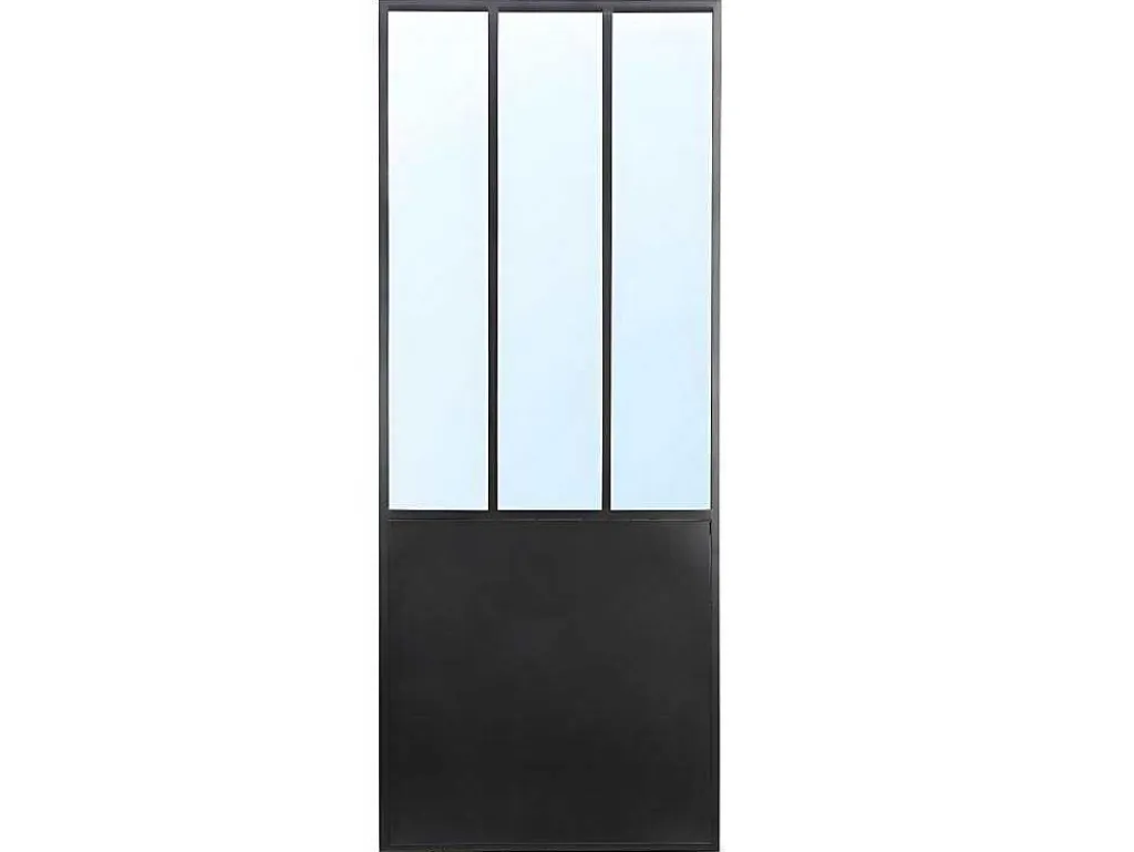 Kamerscherm Met Spiegel Coventry - Industriele Stijl - Metaal - H180Xl122Cm - Zwart-OZAIA Clearance