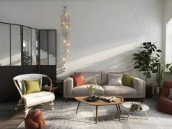 Kamerscherm Met Spiegel Coventry - Industriele Stijl - Metaal - H180Xl122Cm - Zwart-OZAIA Clearance