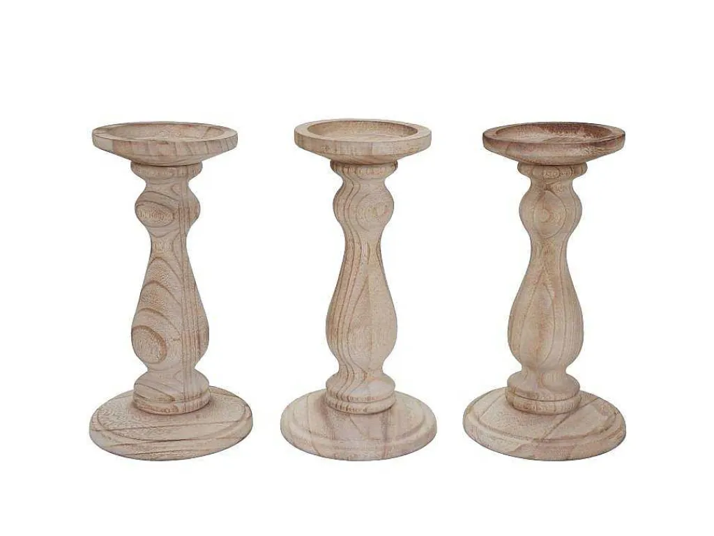 Kandelaar H361 (Set Van 3), Naturel Bruin-Vente-unique Online
