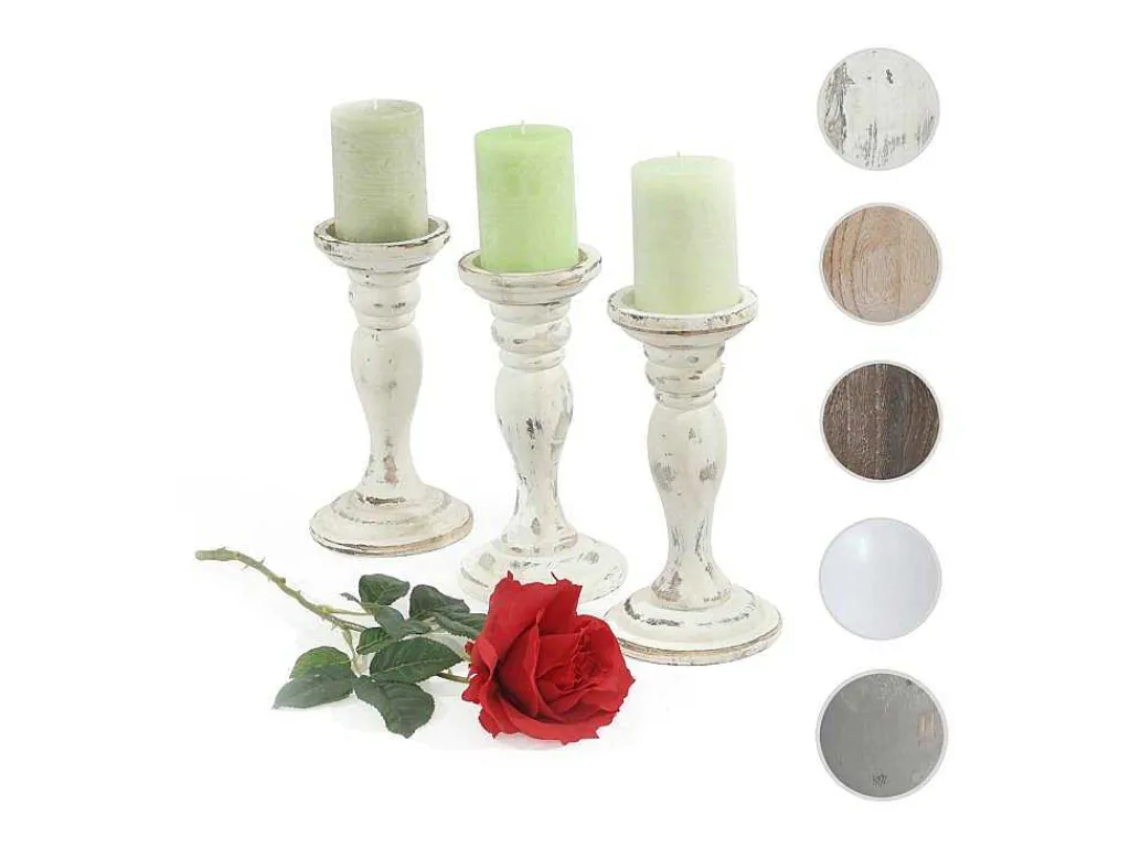 Kandelaar H361 (Set Van 3), Wit-Vente-unique Outlet