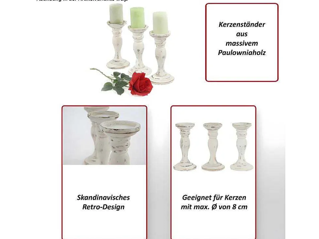 Kandelaar H361 (Set Van 3), Wit-Vente-unique Outlet