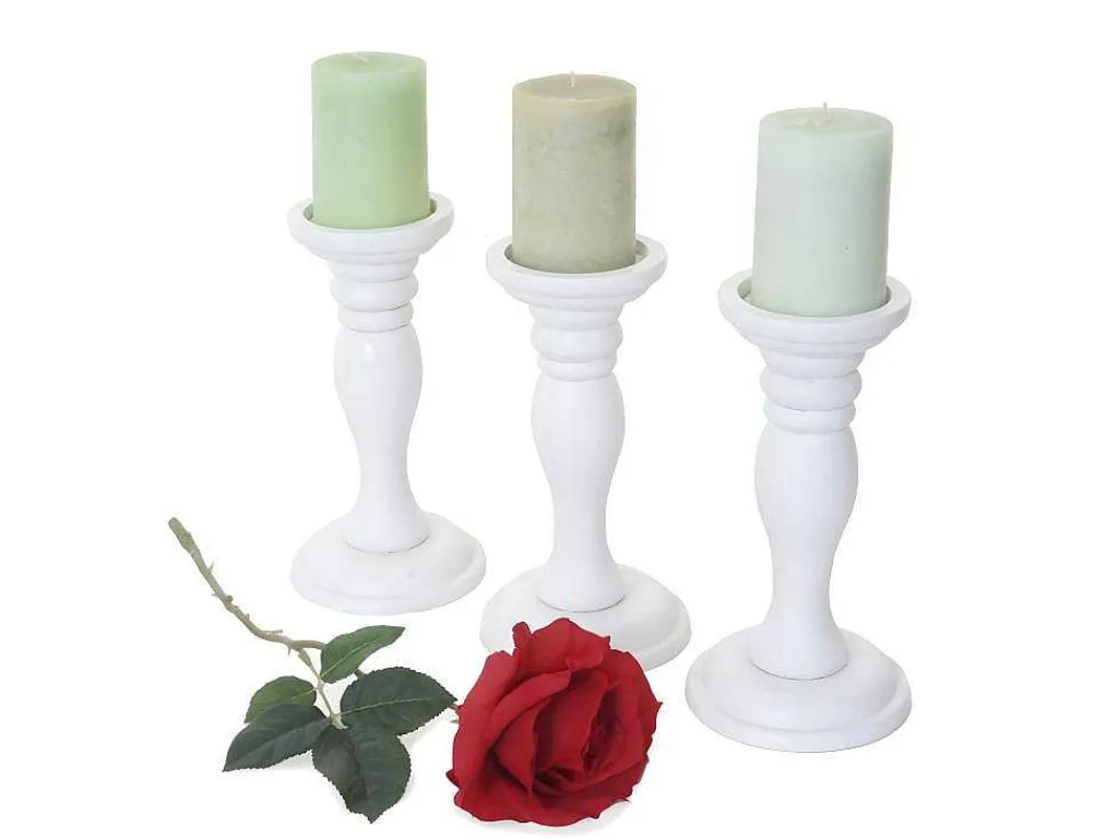 Kandelaar H361 (Set Van 3), Wit Gelakt-Vente-unique Best