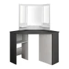 Kaptafel Charlene - Spiegel Met Ledverlichting En Opbergruimtes - Wit En Grijs-Vente-unique Discount
