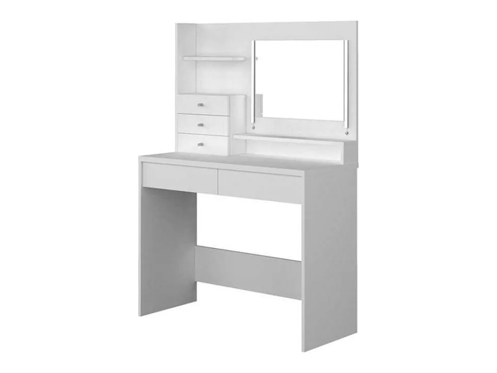 Kaptafel Giuliana - Spiegel + Ledverlichting En Opbergruimte - Wit-Vente-unique Best