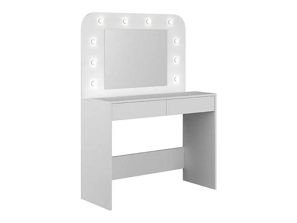 Kaptafel Jospehine - Led-Spiegel En Opbergruimte - Wit-Vente-unique Clearance
