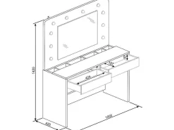 Kaptafel Jospehine - Led-Spiegel En Opbergruimte - Wit-Vente-unique Clearance