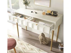 Kaptafel Met 2 Laden - In Spaanplaat - Wit-ModernLuxe Hot