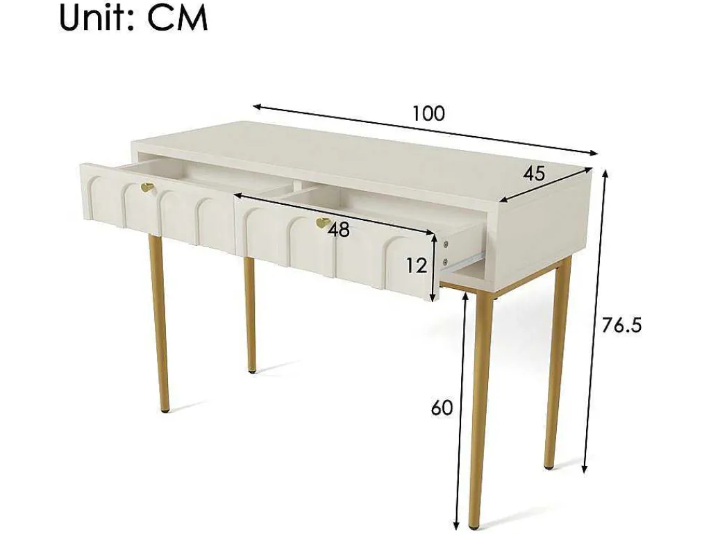 Kaptafel Met 2 Laden - In Spaanplaat - Wit-ModernLuxe Hot
