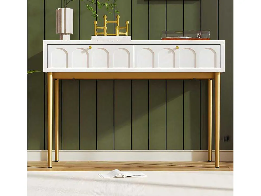 Kaptafel Met 2 Laden - In Spaanplaat - Wit-ModernLuxe Hot