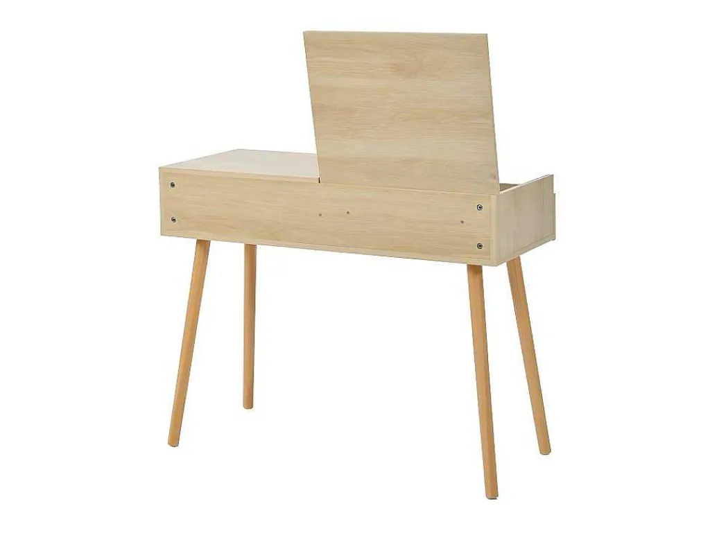 Kaptafel Met Opbergspiegel, 3 Laden, Meerdere Opbergvakken, Grote Opbergcapaciteit - Naturel (Kruk Niet Inbegrepen)-ModernLuxe Online