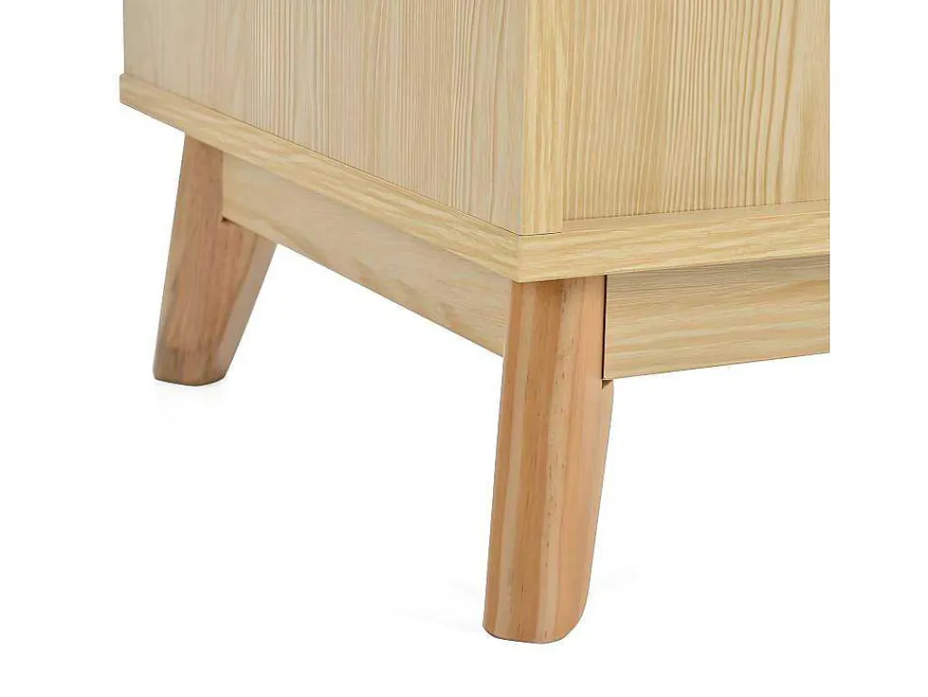Kaptafel Met Spiegel - 4 Open Vakken En 4 Grote Lades - Naturel (Kruk Niet Inbegrepen)-ModernLuxe Outlet