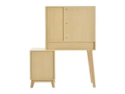 Kaptafel Met Spiegel - 4 Open Vakken En 4 Grote Lades - Naturel (Kruk Niet Inbegrepen)-ModernLuxe Outlet