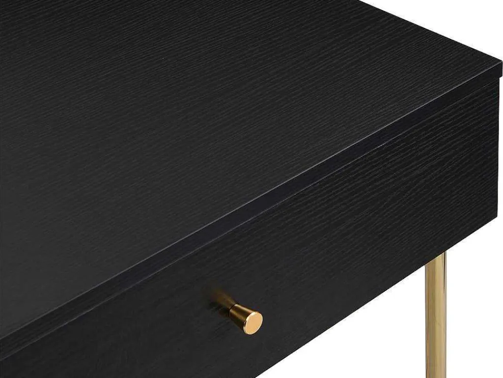 Kaptafel Met Spiegel En 2 Lades - Mdf En Staal - Zwart En Goud - Milavia Van-PASCAL MORABITO Hot