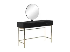 Kaptafel Met Spiegel En 2 Lades - Mdf En Staal - Zwart En Goud - Milavia Van-PASCAL MORABITO Hot