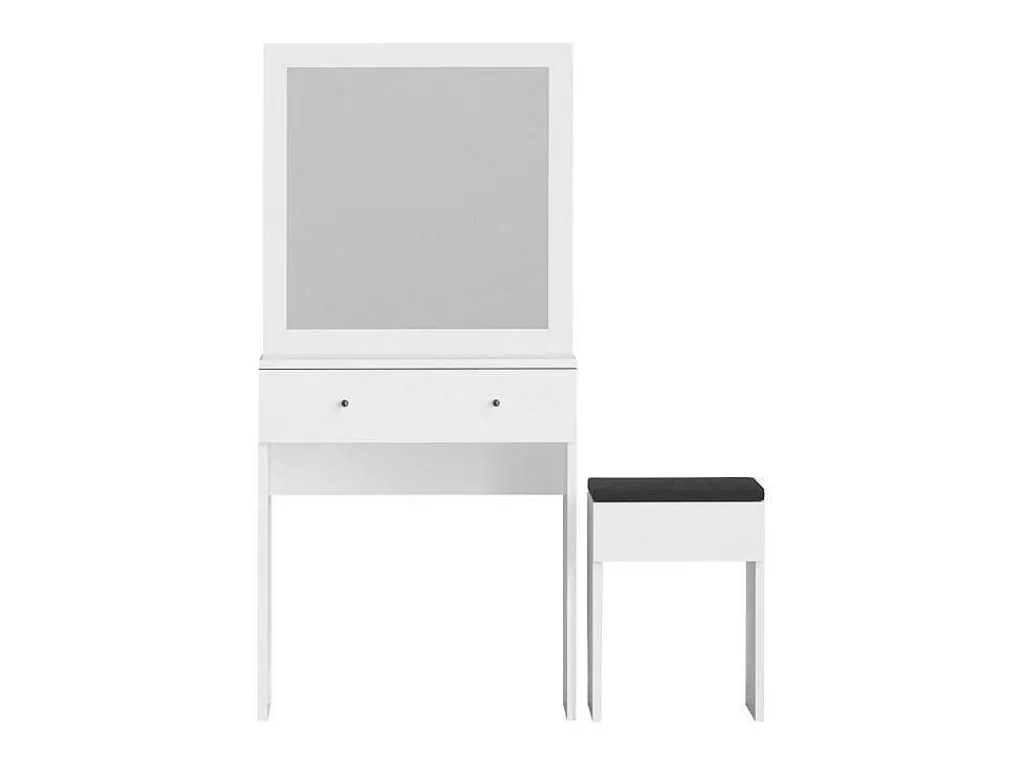 Kaptafel Met Spiegel En Kruk - 1 Lade - Wit - Abonia-Vente-unique Discount